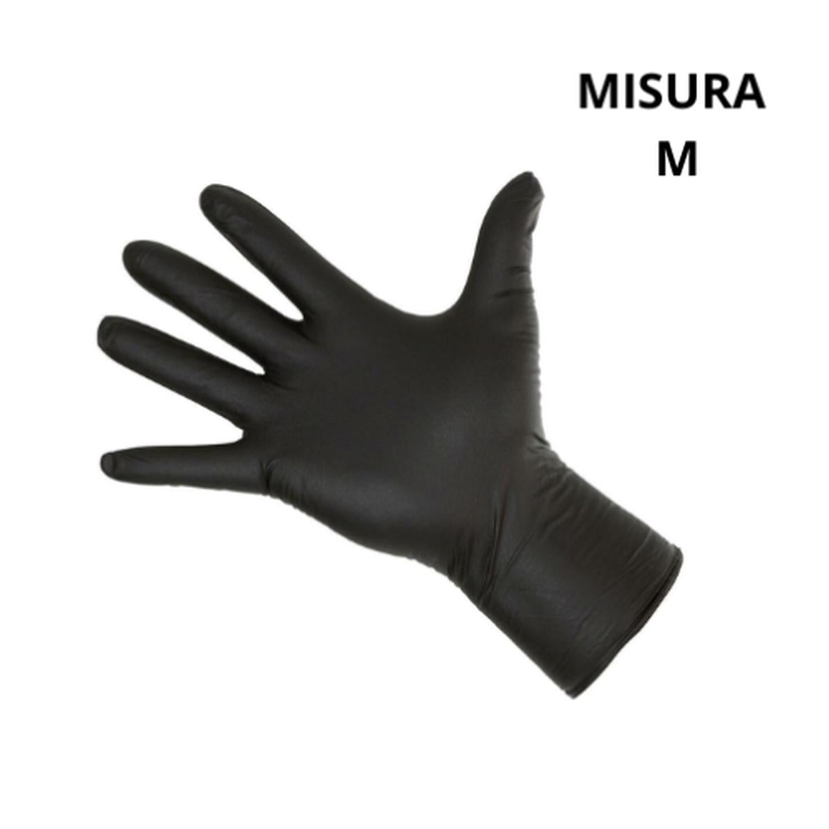 Guanti nitrile neri misura M 100 pz