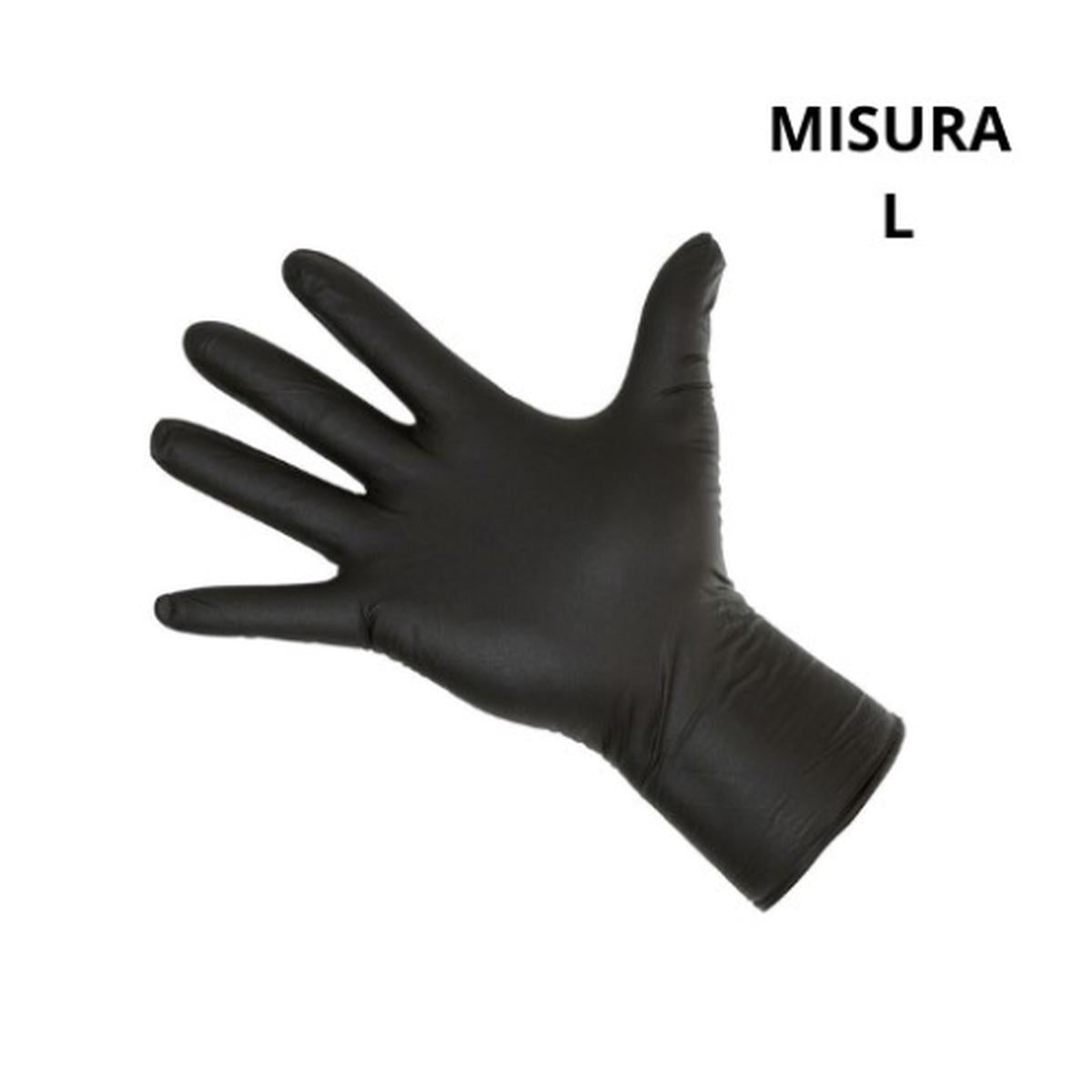 Guanti nitrile neri misura L 100 pz